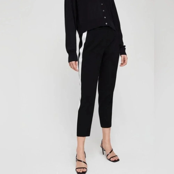 Aritzia Babaton Conan Pant Terado Side Stripe Crop Trousers Straight Leg Black - Picture 4 of 13